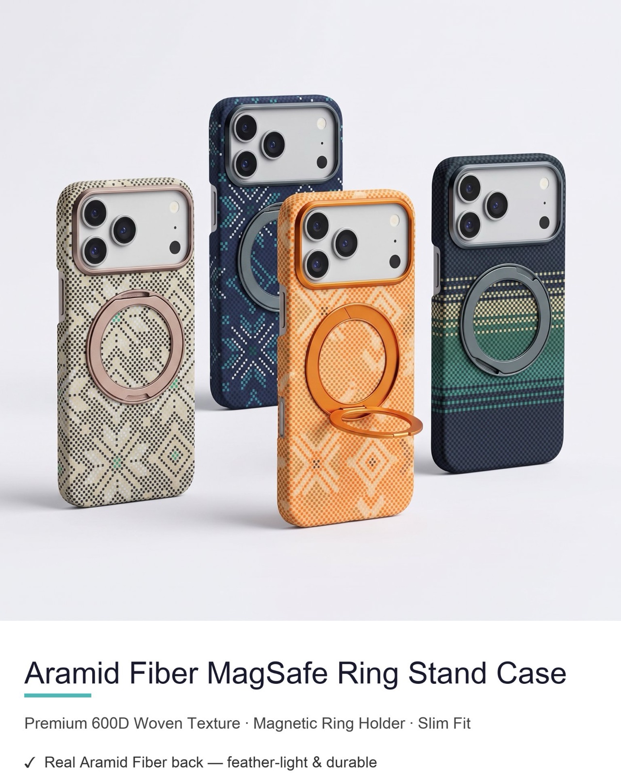 Aramid Fiber MagSafe Ring Stand Case