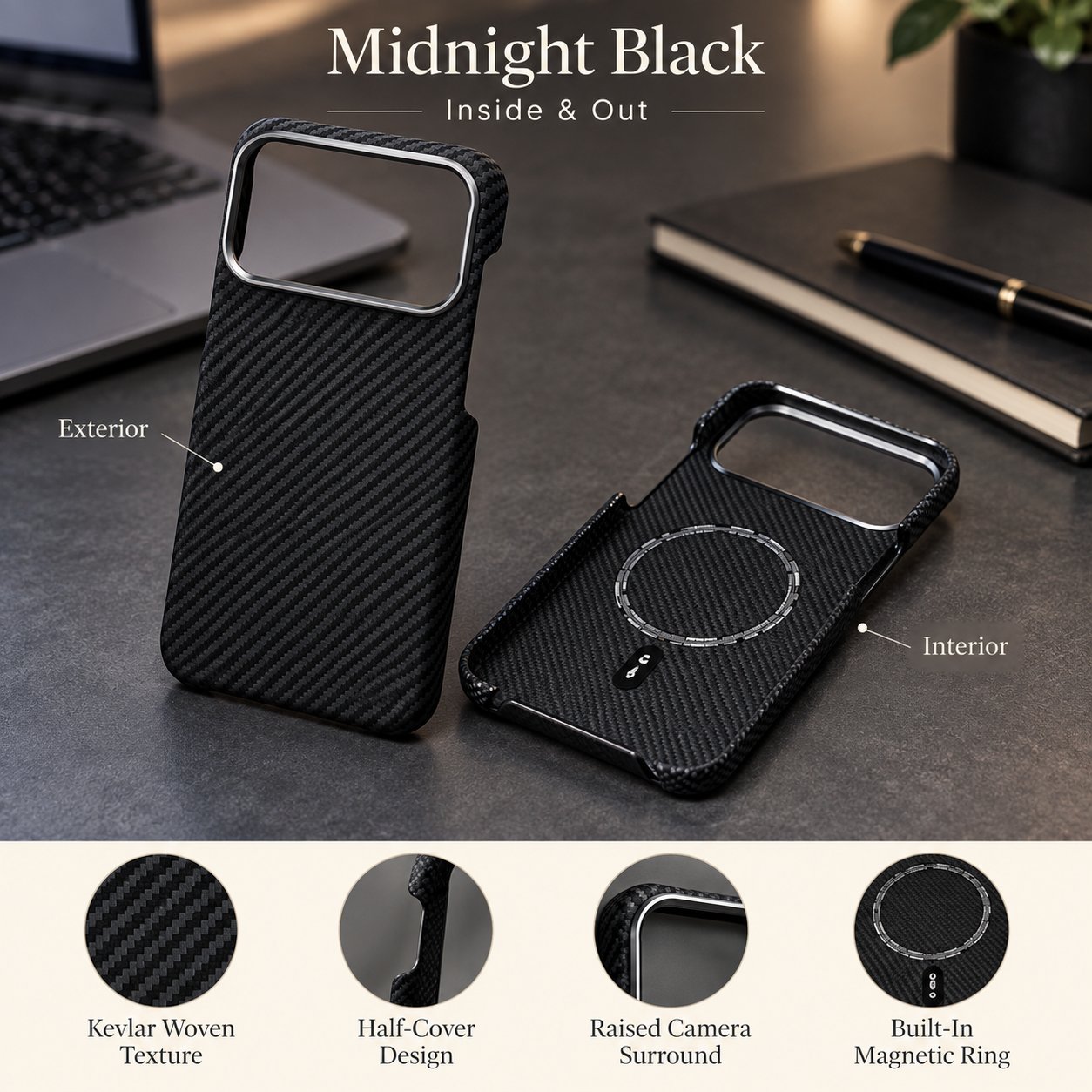 Kevlar Woven Half-Cover Phone Case
