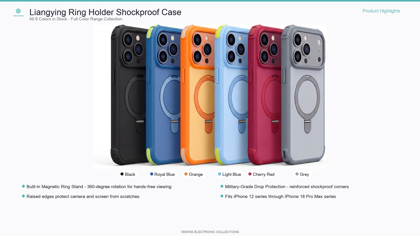 LiangYing Circular Ring Stand Anti-Drop Case