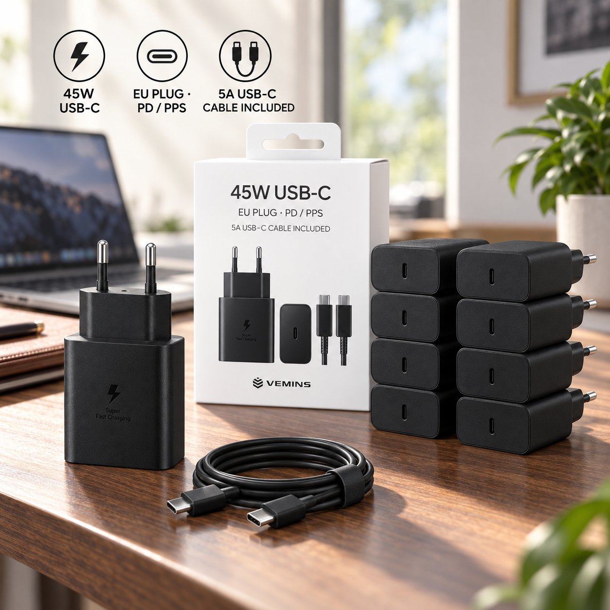 VEMINS 45W USB-C Super Fast Charger