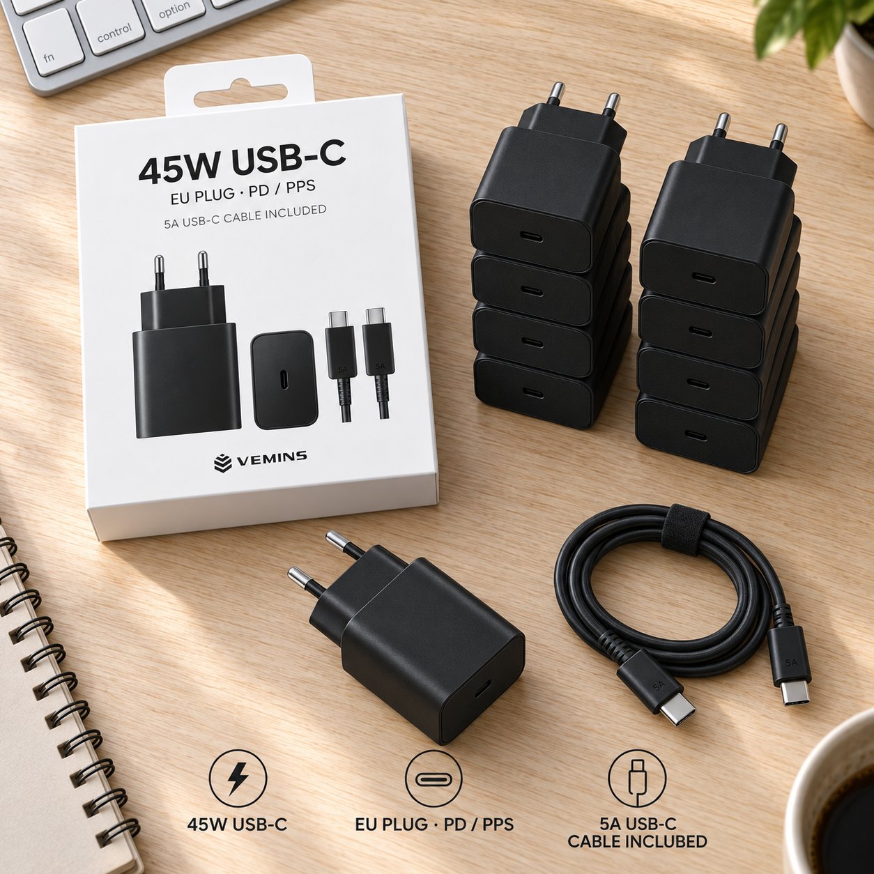 VEMINS 45W USB-C Super Fast Charger