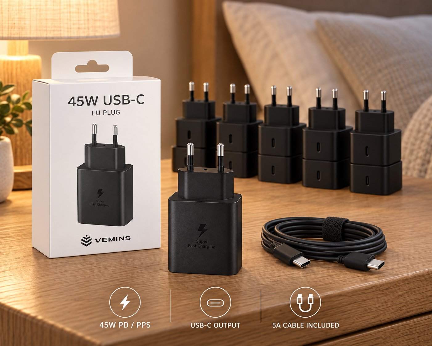 VEMINS 45W USB-C Super Fast Charger