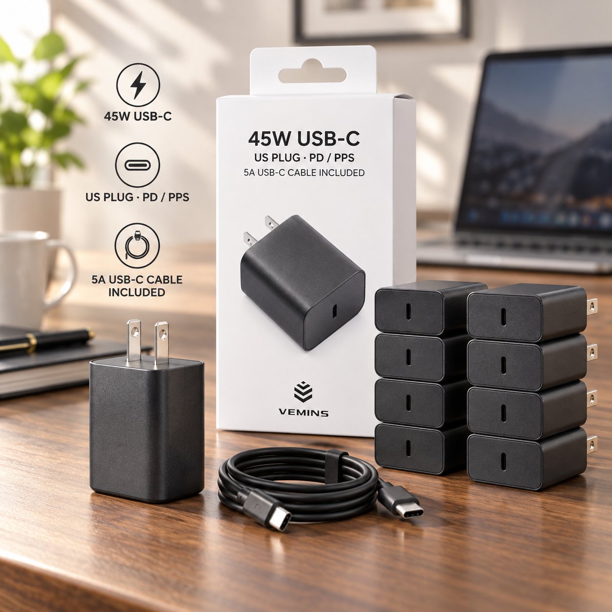 VEMINS 45W USB-C Super Fast Charger