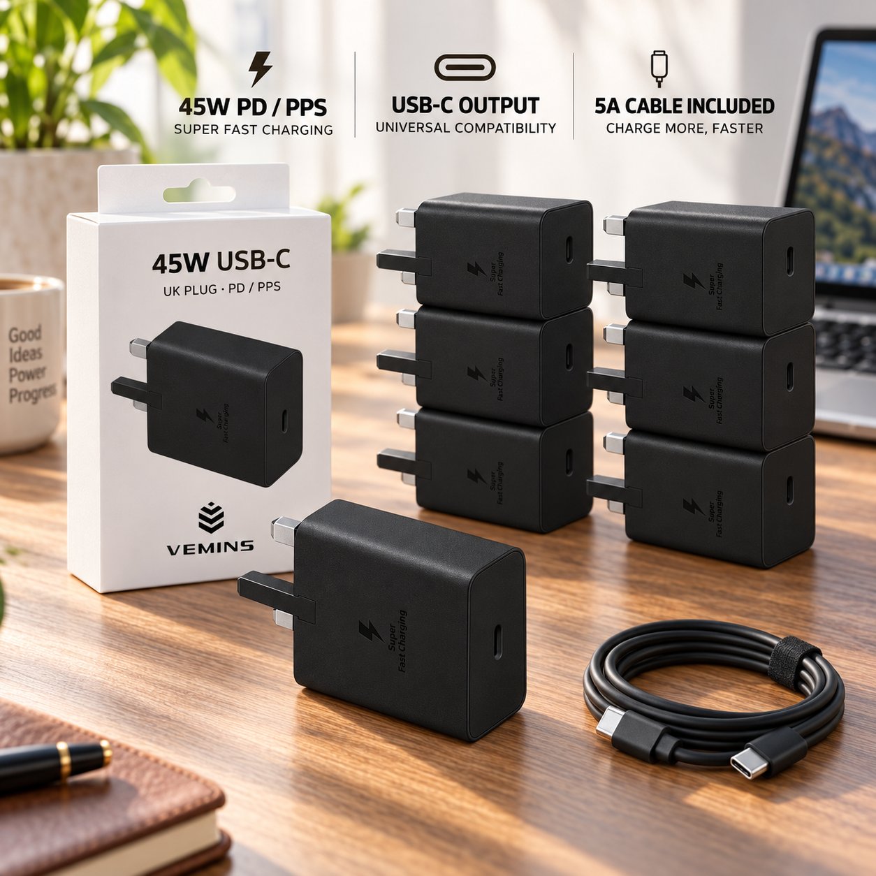 VEMINS 45W USB-C Super Fast Charger