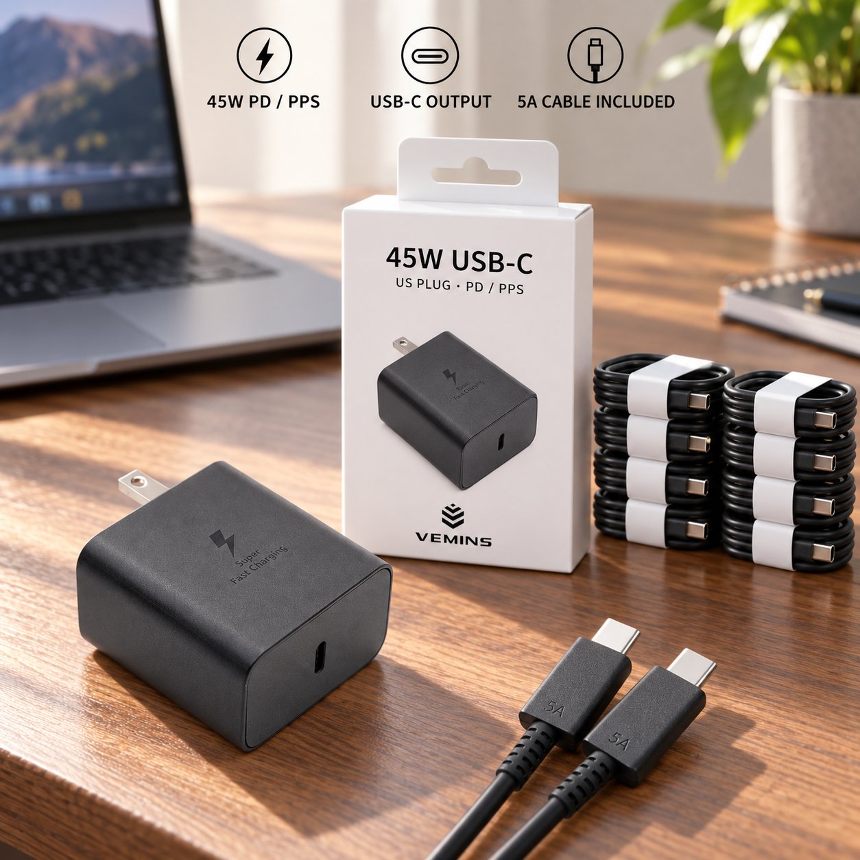 VEMINS 45W USB-C Super Fast Charger