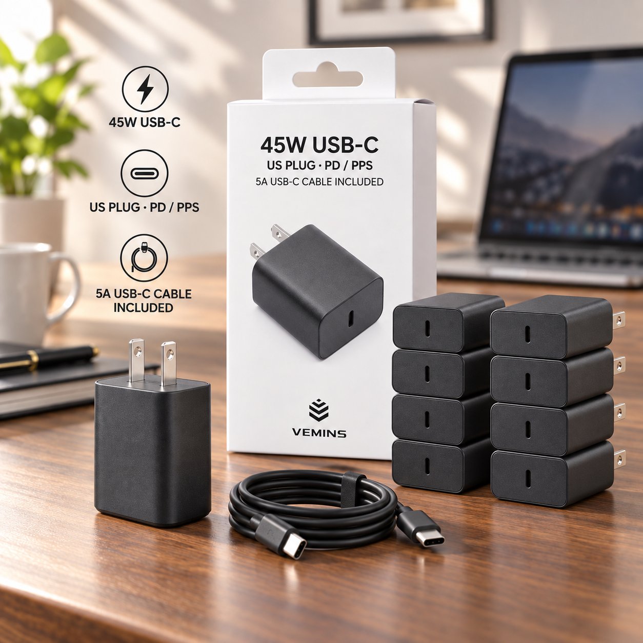 VEMINS 45W USB-C Super Fast Charger