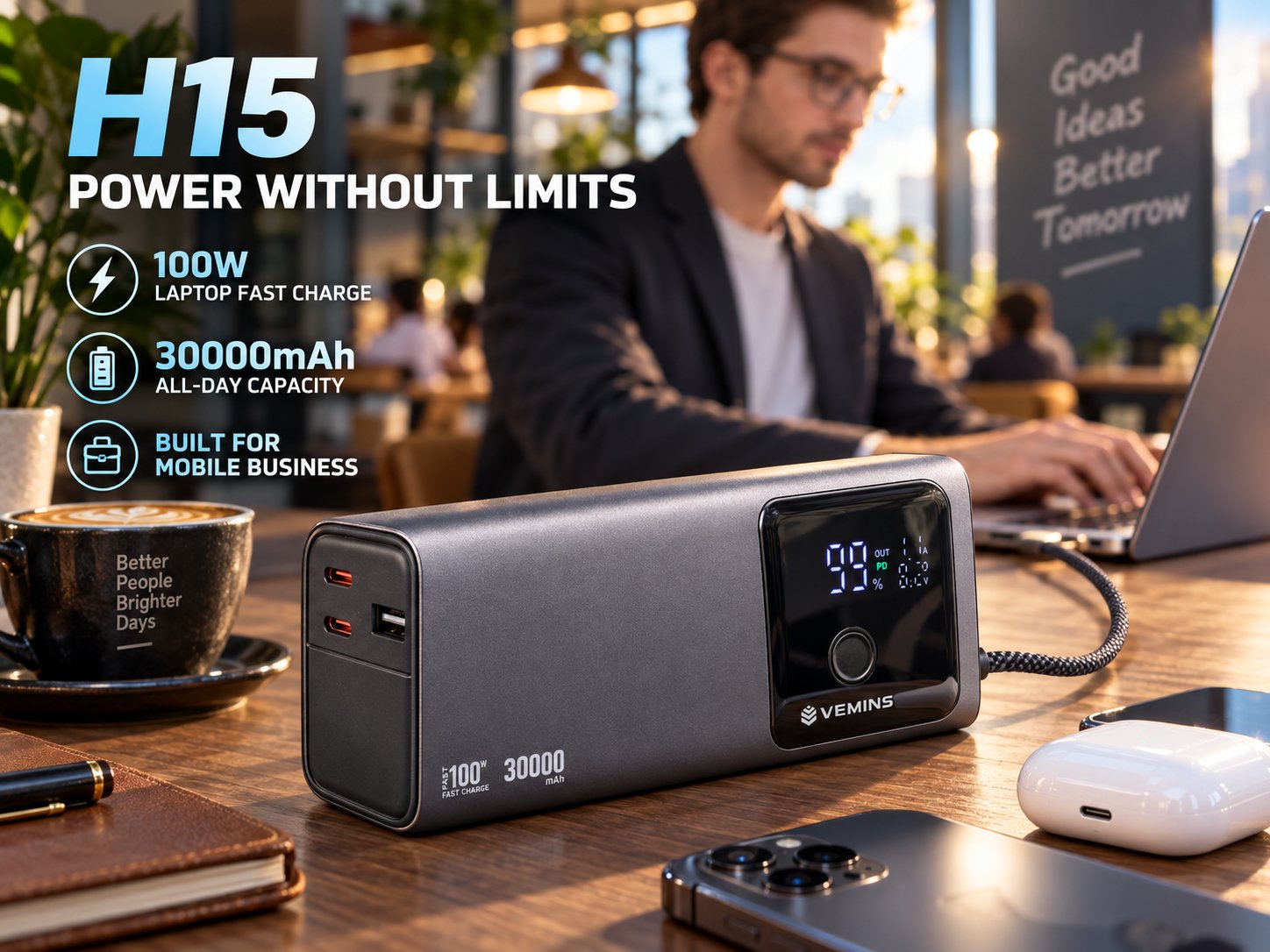 H15 30000mAh 100W Power Bank