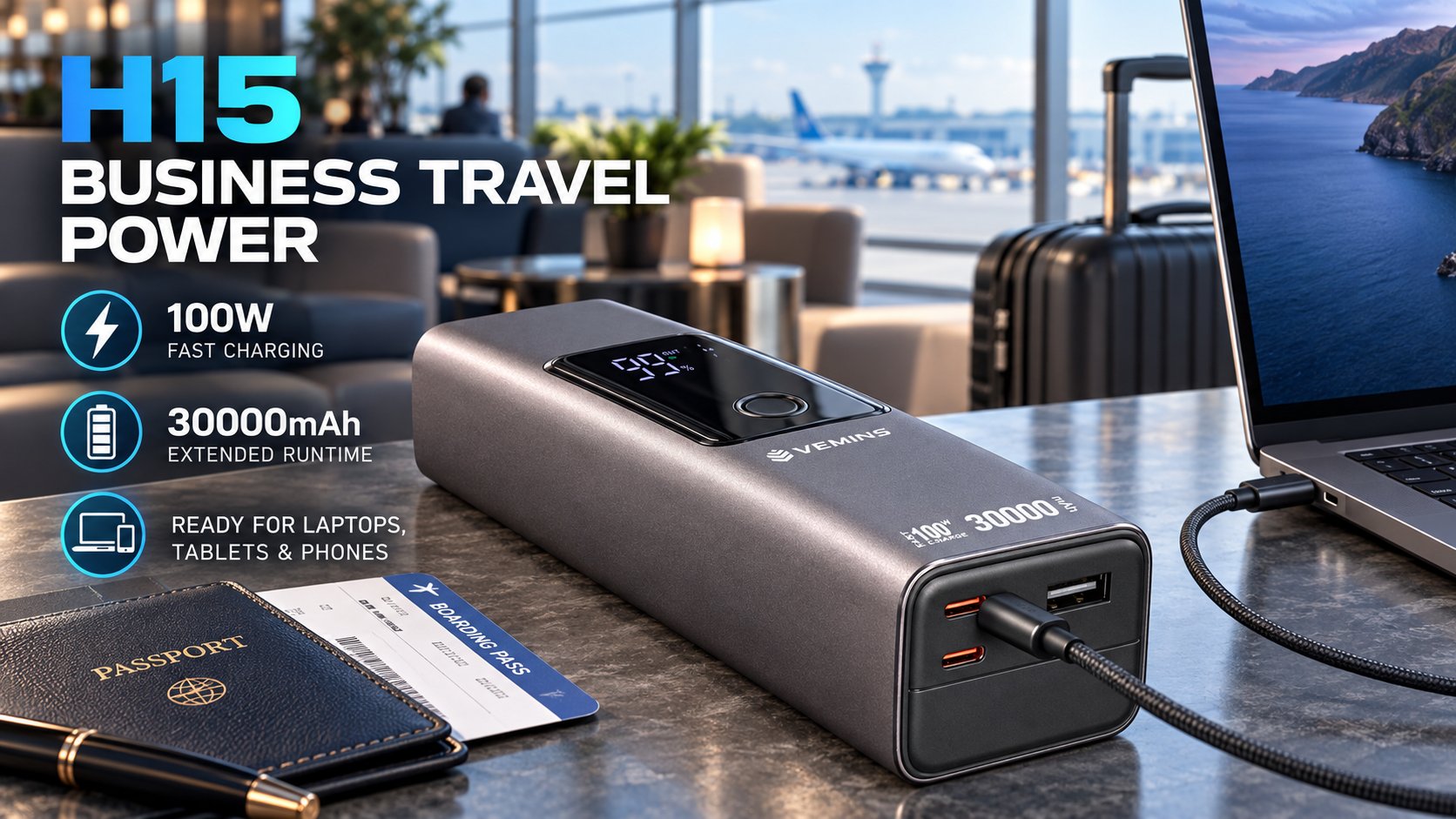 H15 30000mAh 100W Power Bank