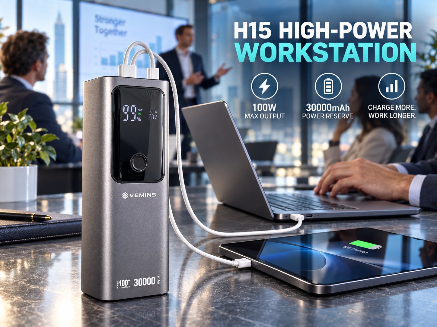 H15 30000mAh 100W Power Bank