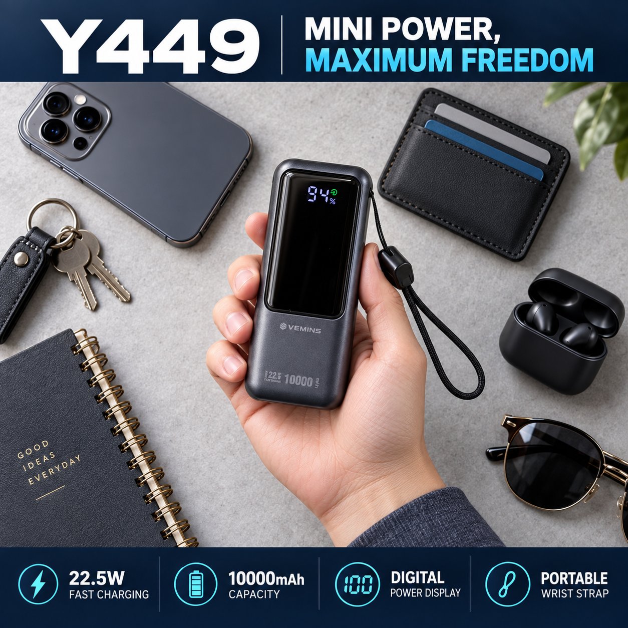 Y449 10000mAh Mini Power Bank