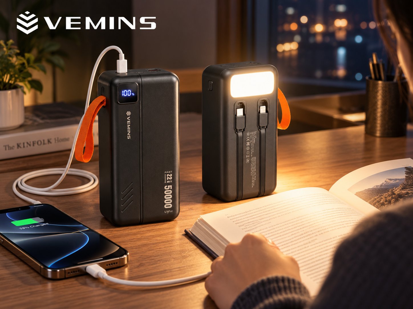 Y534 50000mAh High-Capacity Power Bank with LED Light